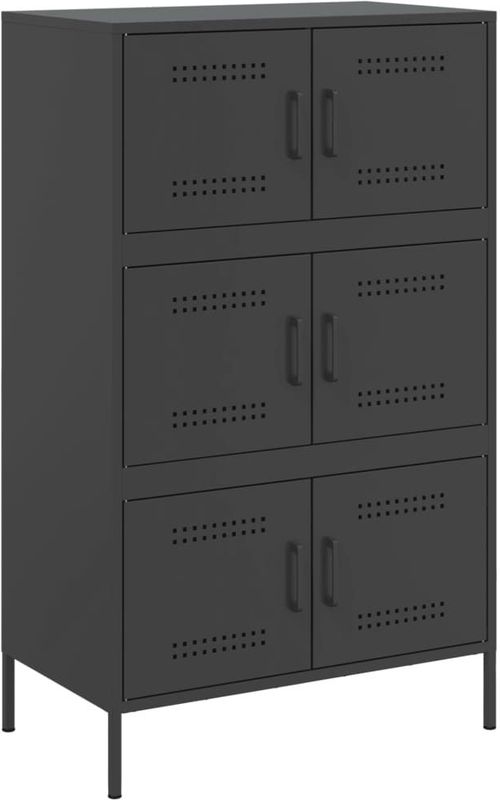 vidaXL - Hoge Kast - Zwart - Staal - 6 Vakken