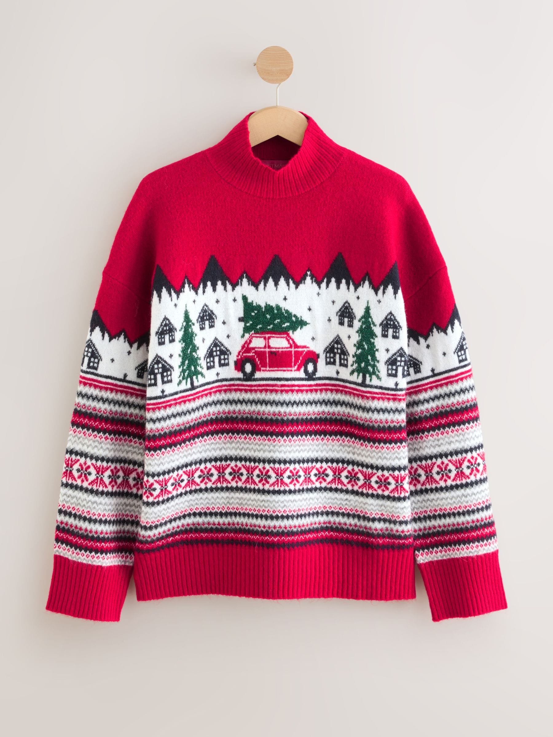 Rood met fairislemotief - Matching Family kersttrui
