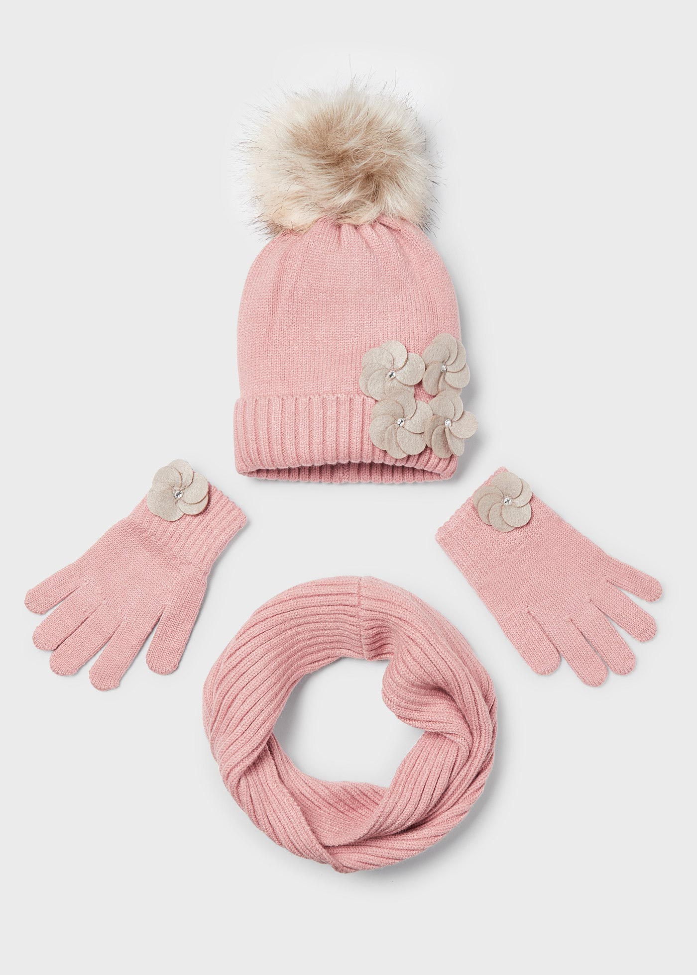 Conjunto de tricô de 3 peças para meninas