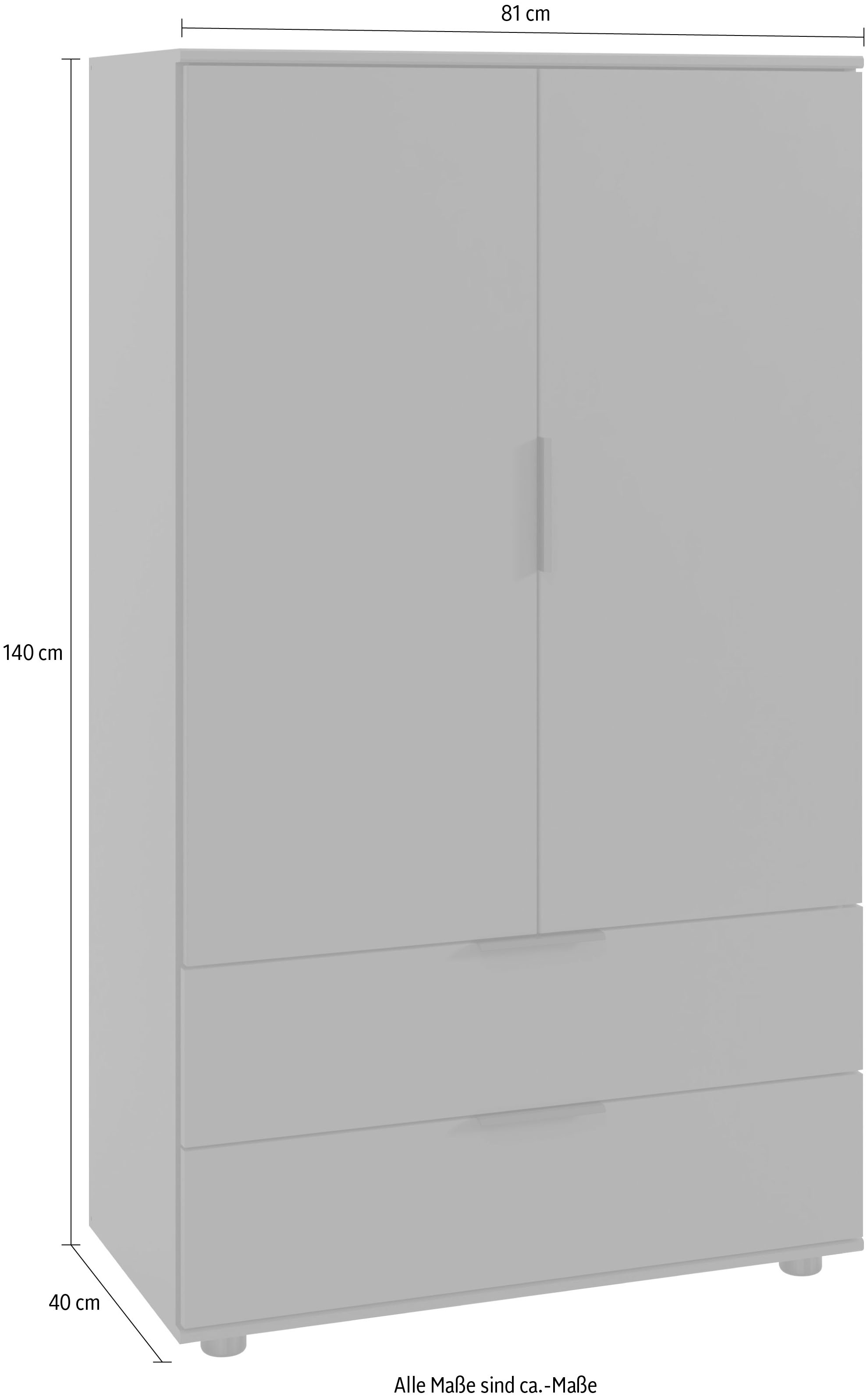 Wimex Wäscheschrank »Easy Plus Kleiderschrank Garderobe 2 Schubladen, 81 oder 130cm breit« in verschiedenen Farben, moderne Optik mit schwarzen Metallgriffen