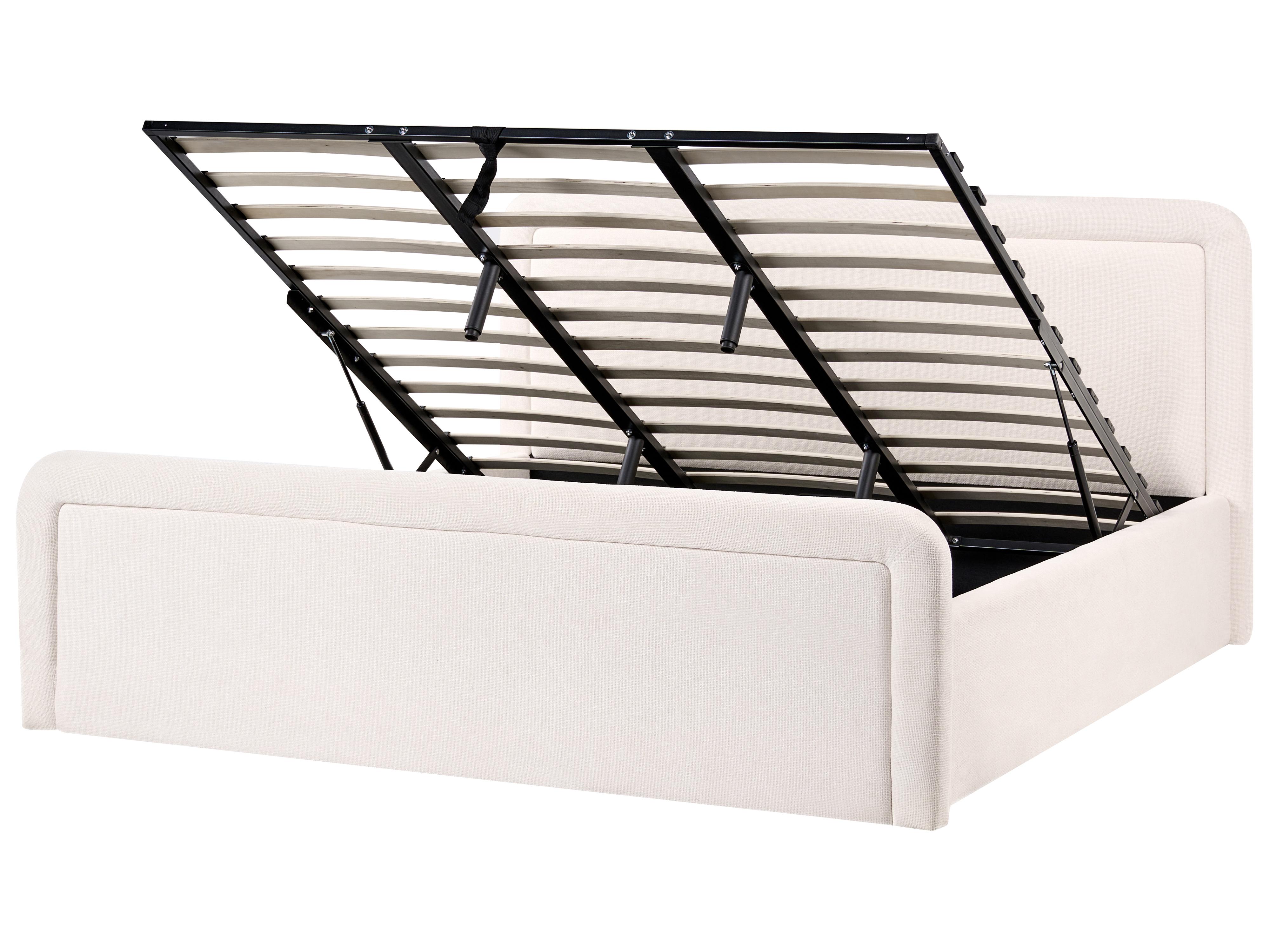 Bed met opbergruimte Stof VIVIERS 180 x 200 cm Gebroken wit