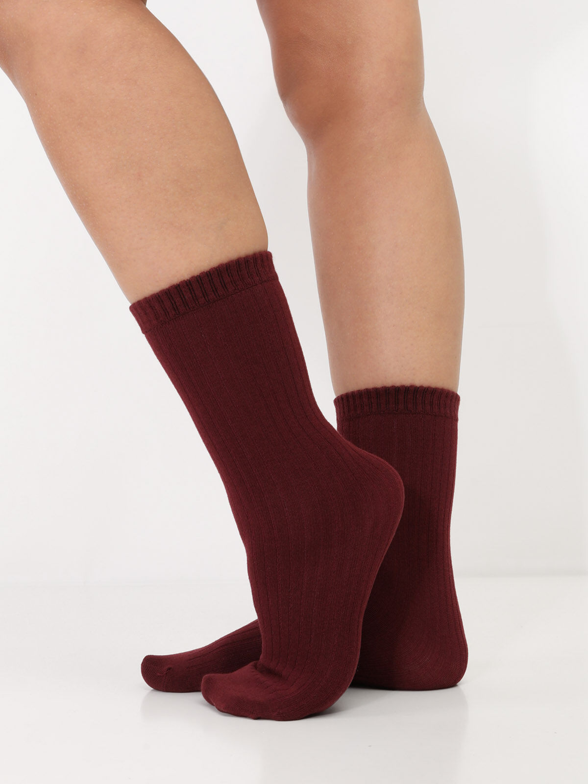 Chaussettes basiques en coton- Bordeaux