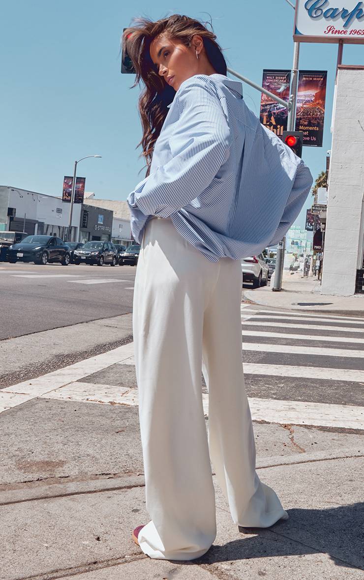 Bleu Chemise Légère Oversize À Rayures