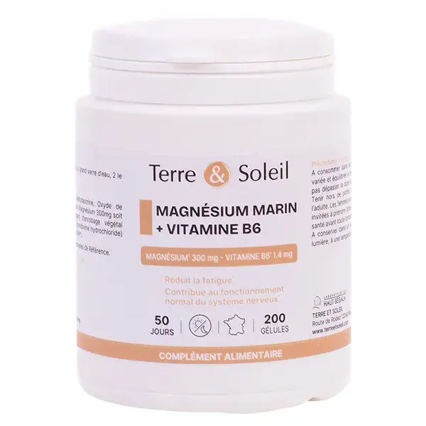 Earth & Sun Magnésio + Vitamina B6 - Caixa com 200 cápsulas