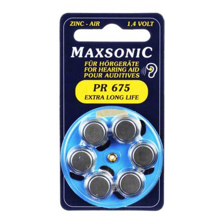 Batterien für Hörgeräte Maxsonic PR675, 6 St