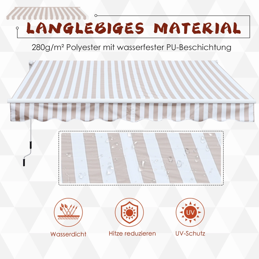 Outsunny Markise mit Handkurbel weißbeige