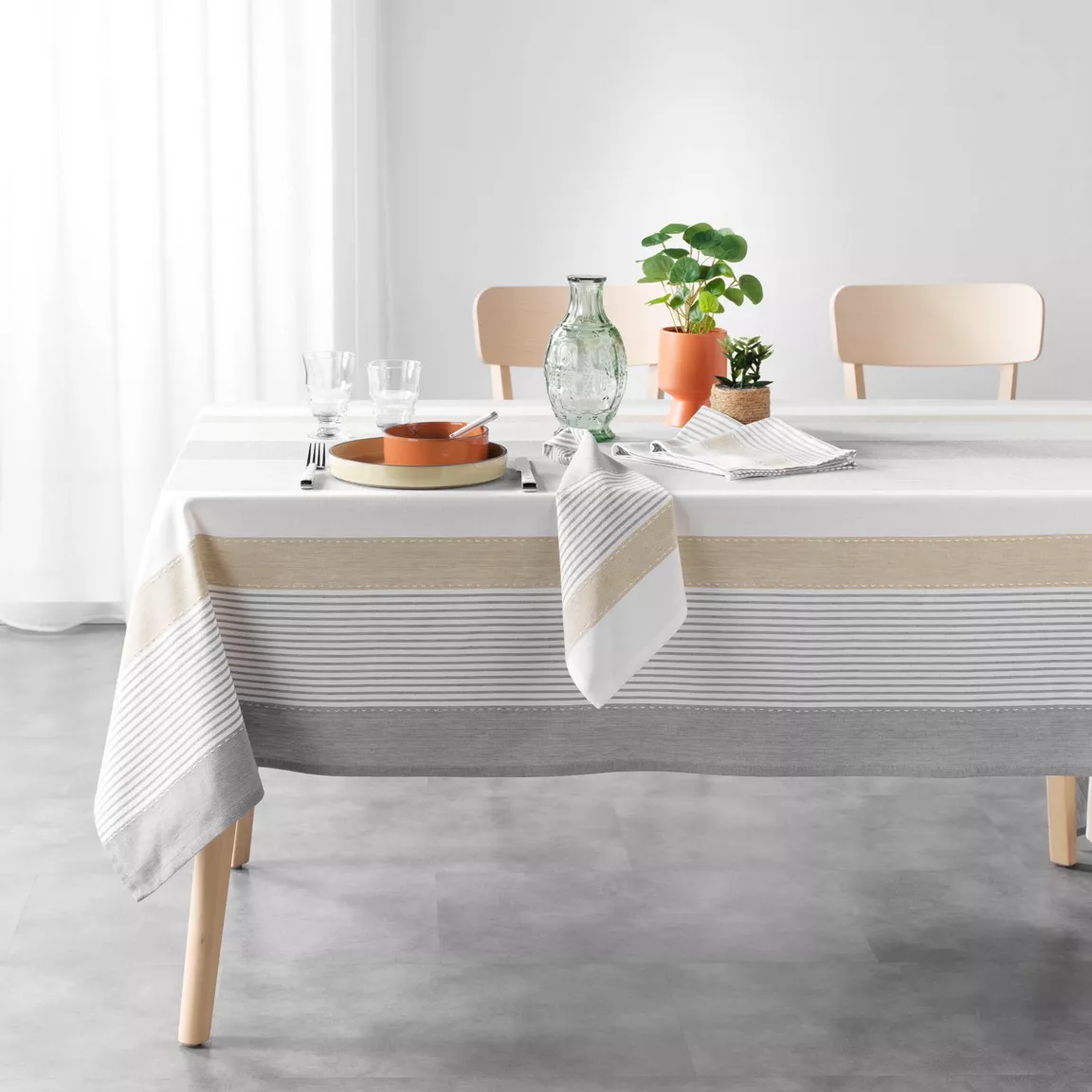 Nappe rectangulaire coton tissé (140 x 240 cm) Iliade Blanche