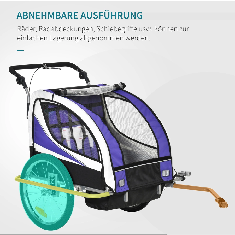 HOMCOM Kinderanhänger Mit Staufach lila, schwarz