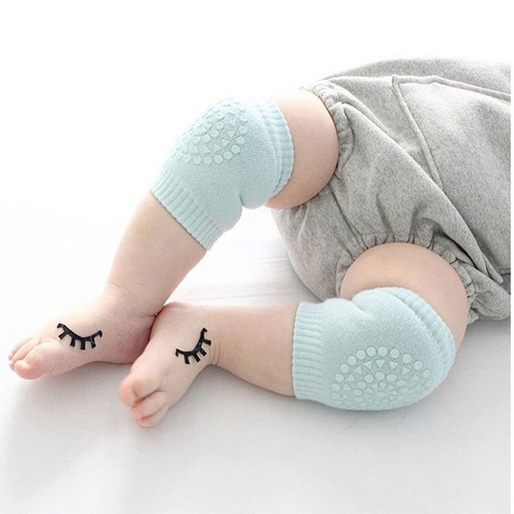 (1 Paar) Baby Knieschoner Anti-Rutsch Knieschützer Elastische Krabbelschoner (One Size) - Schwarz