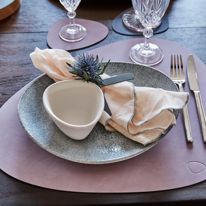 Lind DNA - Geschenkset Curve L, Nupo hellgrau (4 Tischsets   4 Serviettenringe)