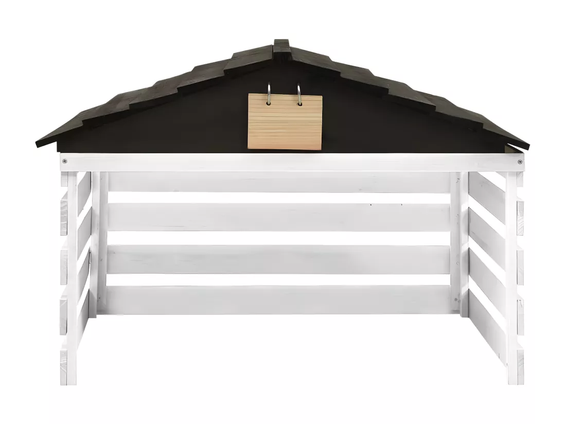 Prolenta Premium - Garage de tondeuse à gazon Noir et blanc 78x74x54 cm Sapin
