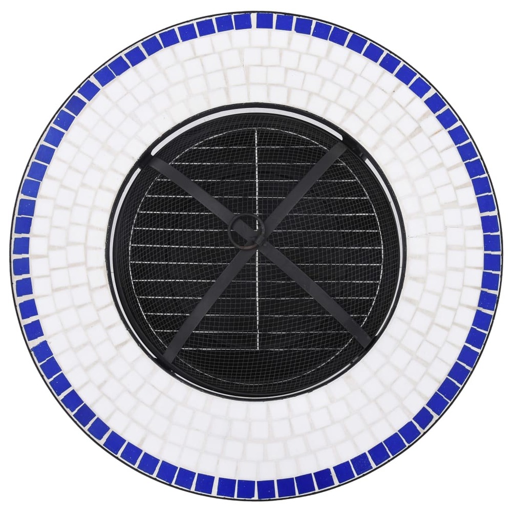 Table de foyer mosaïque bleu et blanc 68 cm céramique