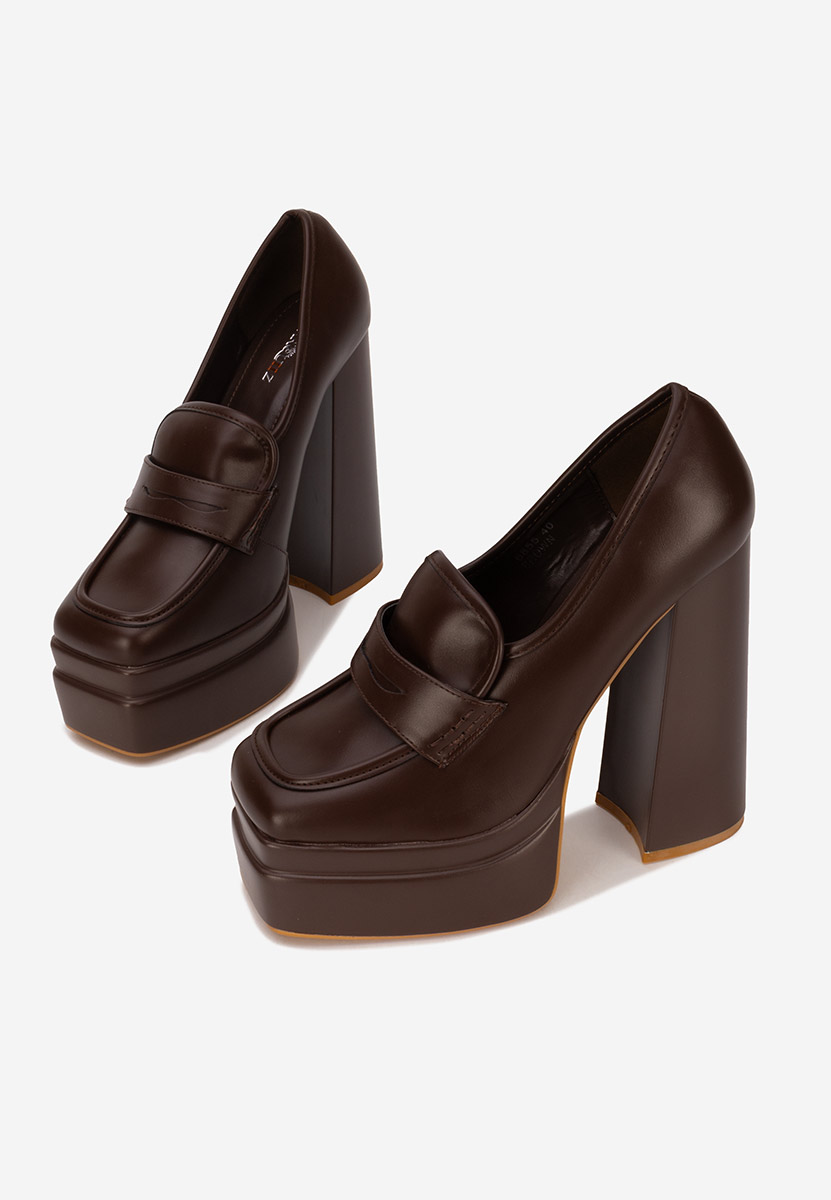 Mocassins à talon bruns Dieppa