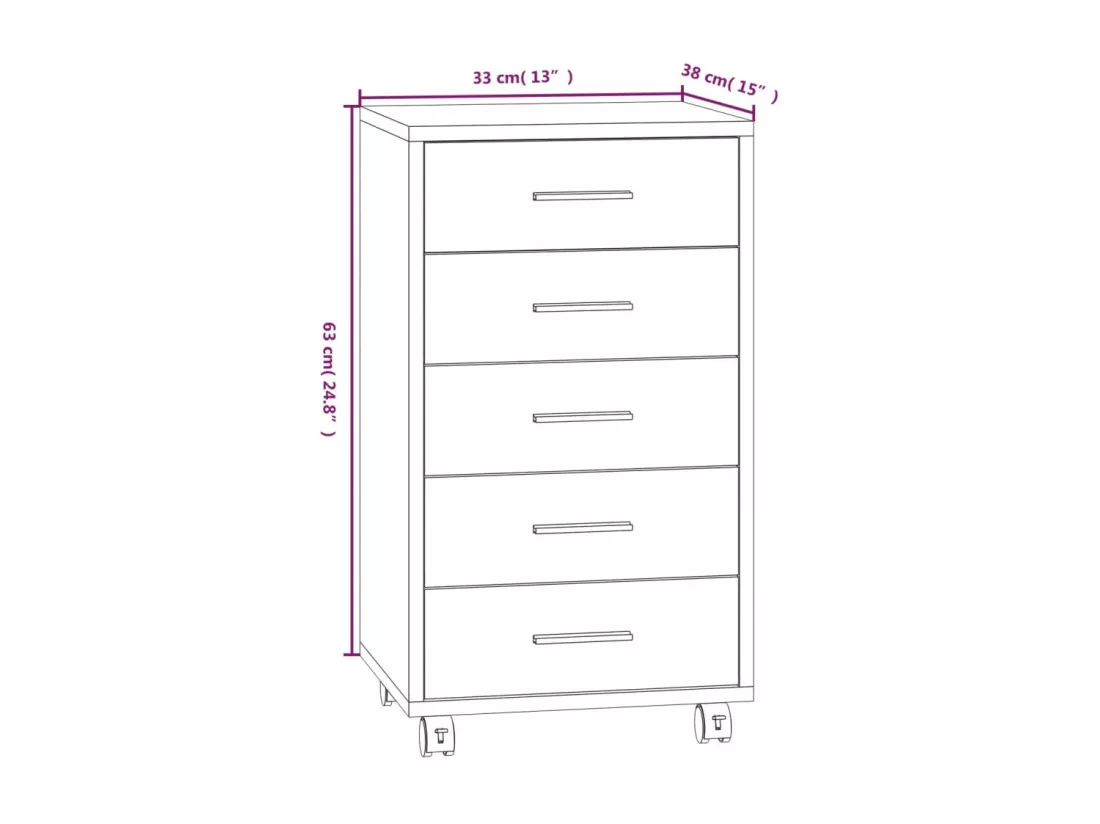 Armoire à tiroirs avec roulettes Chêne fumé Bois d'ingénierie