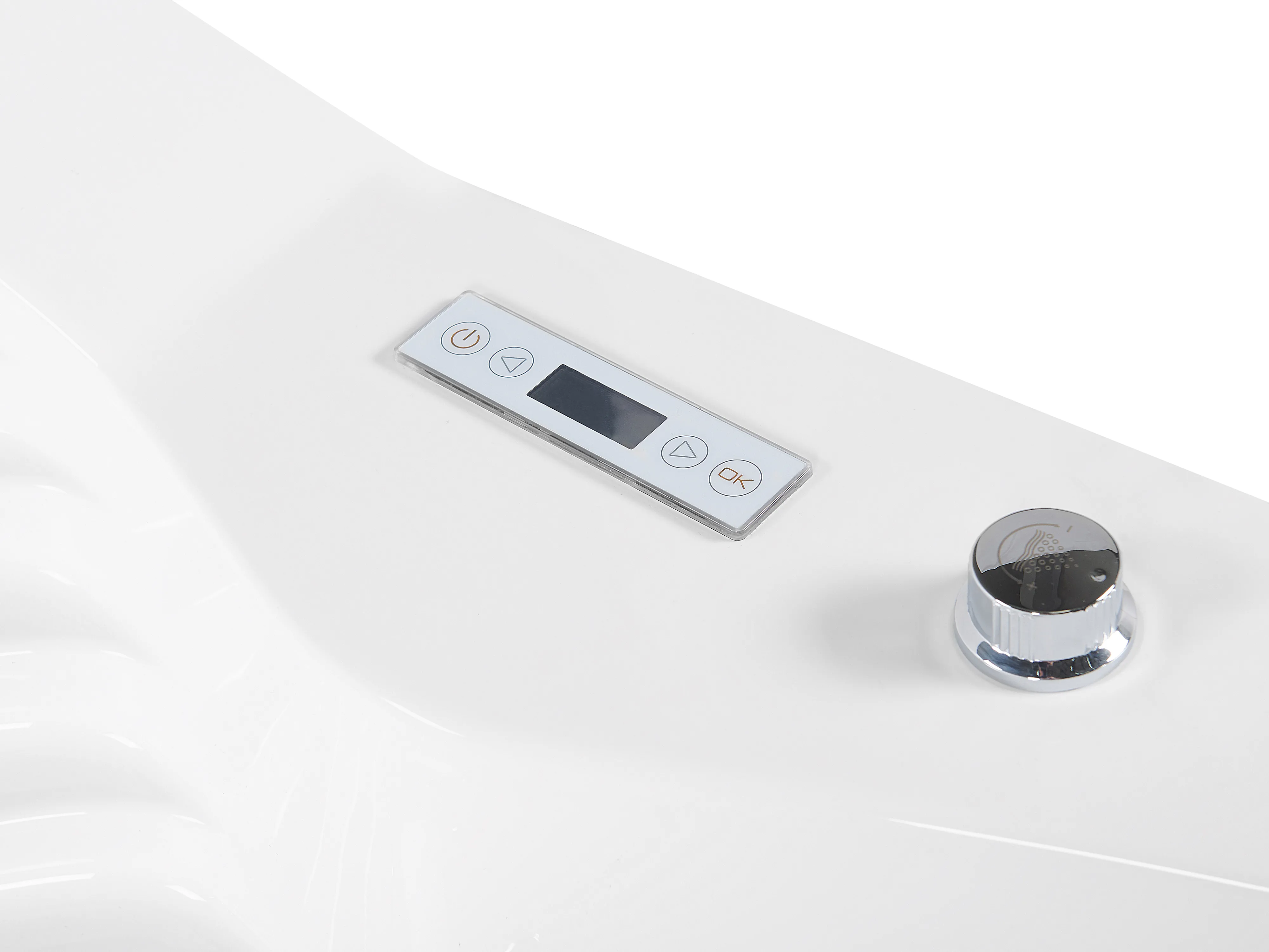 Hoek bubbelbad met LED MONACO met ingebouwde Bluetooth speaker 210 x 145 cm Wit