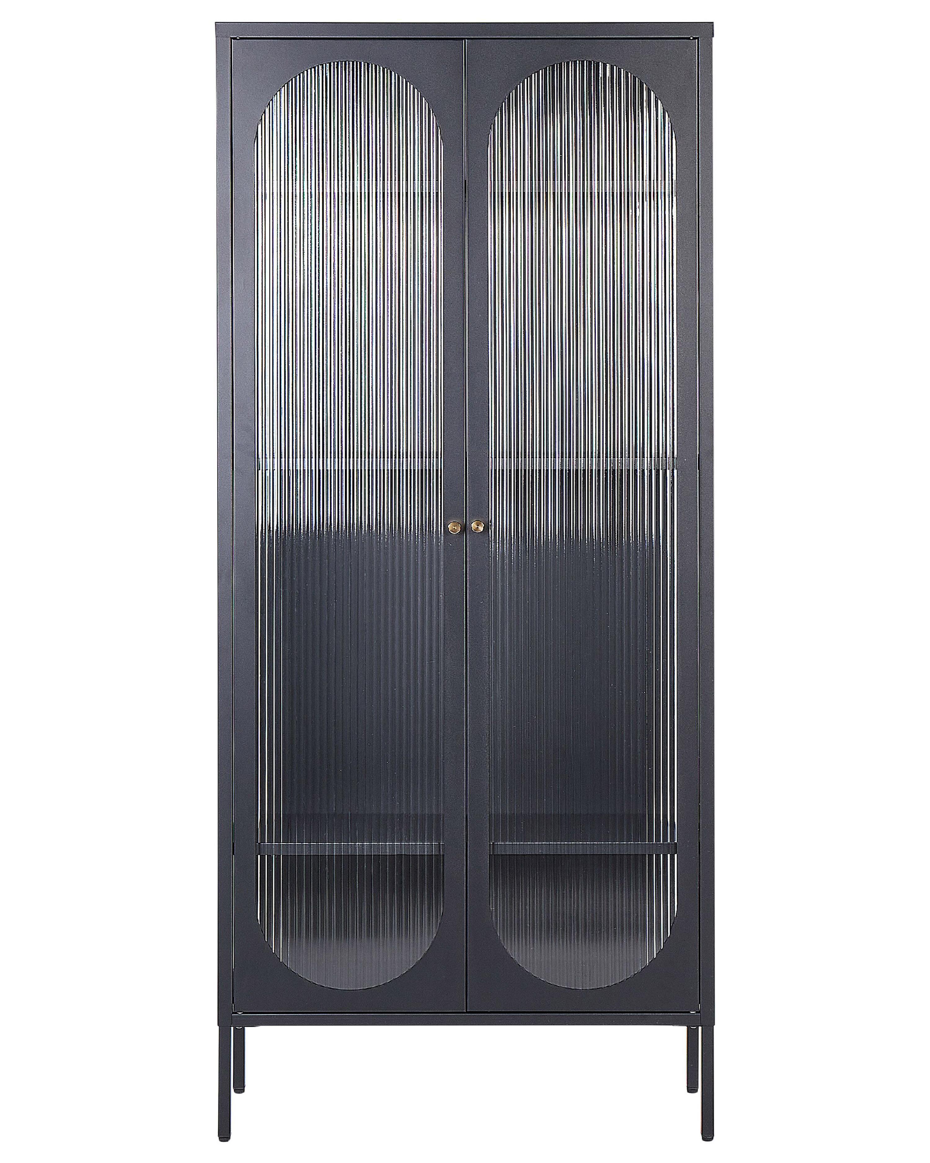 Glazen vitrinekast FOXTON Metaal 80 cm Zwart
