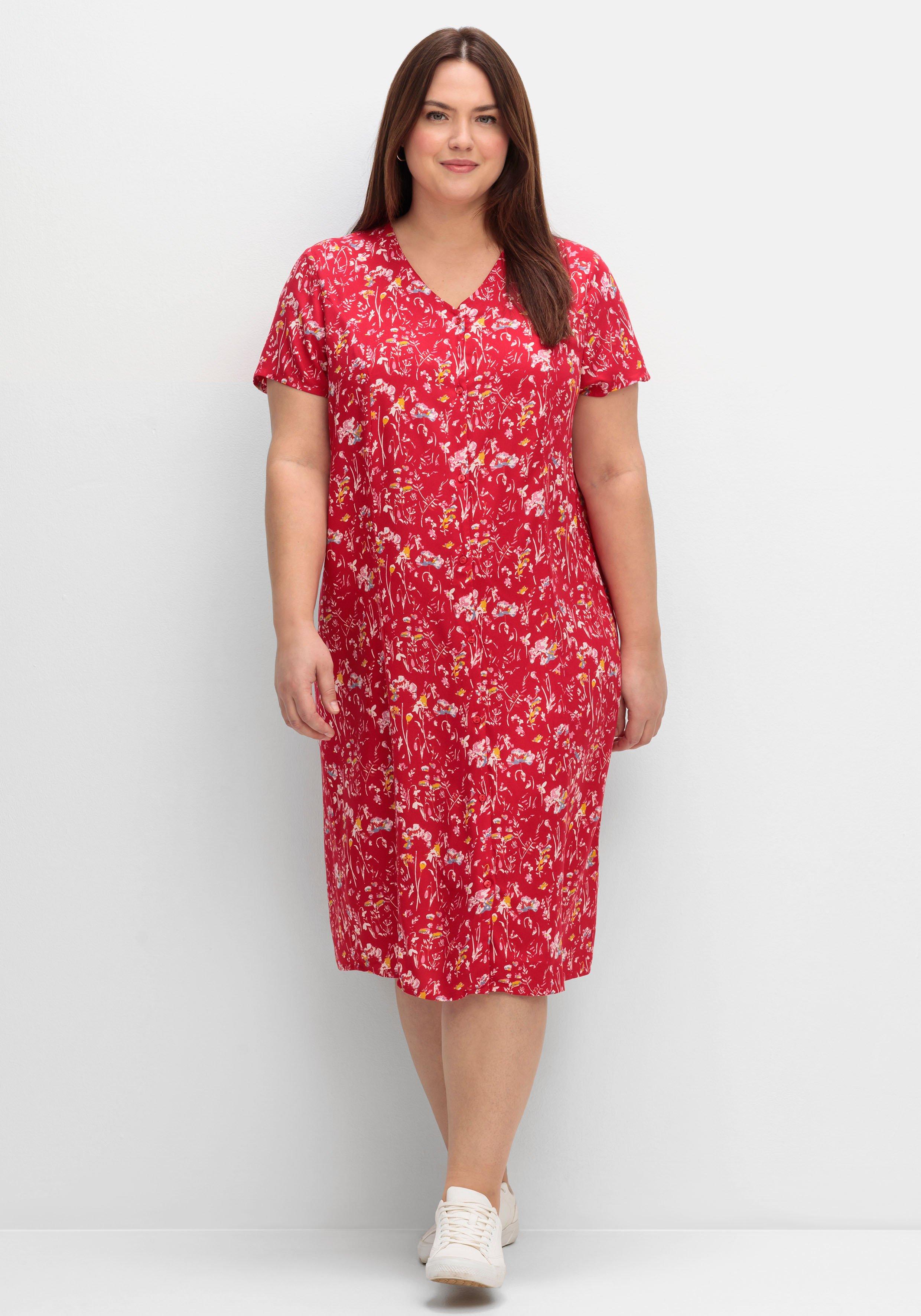 Kleid mit Knopfleiste und Blumendruck