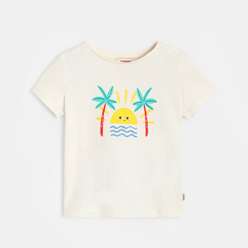 T-shirt bébé fille blanc à motifs en coton recyclé Catimini Blanc