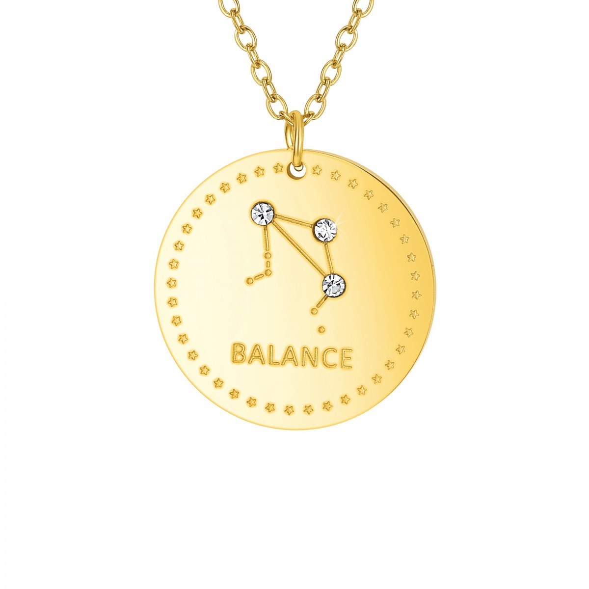 Collier astrologie  Balance  SC Bohème orné de Cristaux scintillants en Acier Finement doré