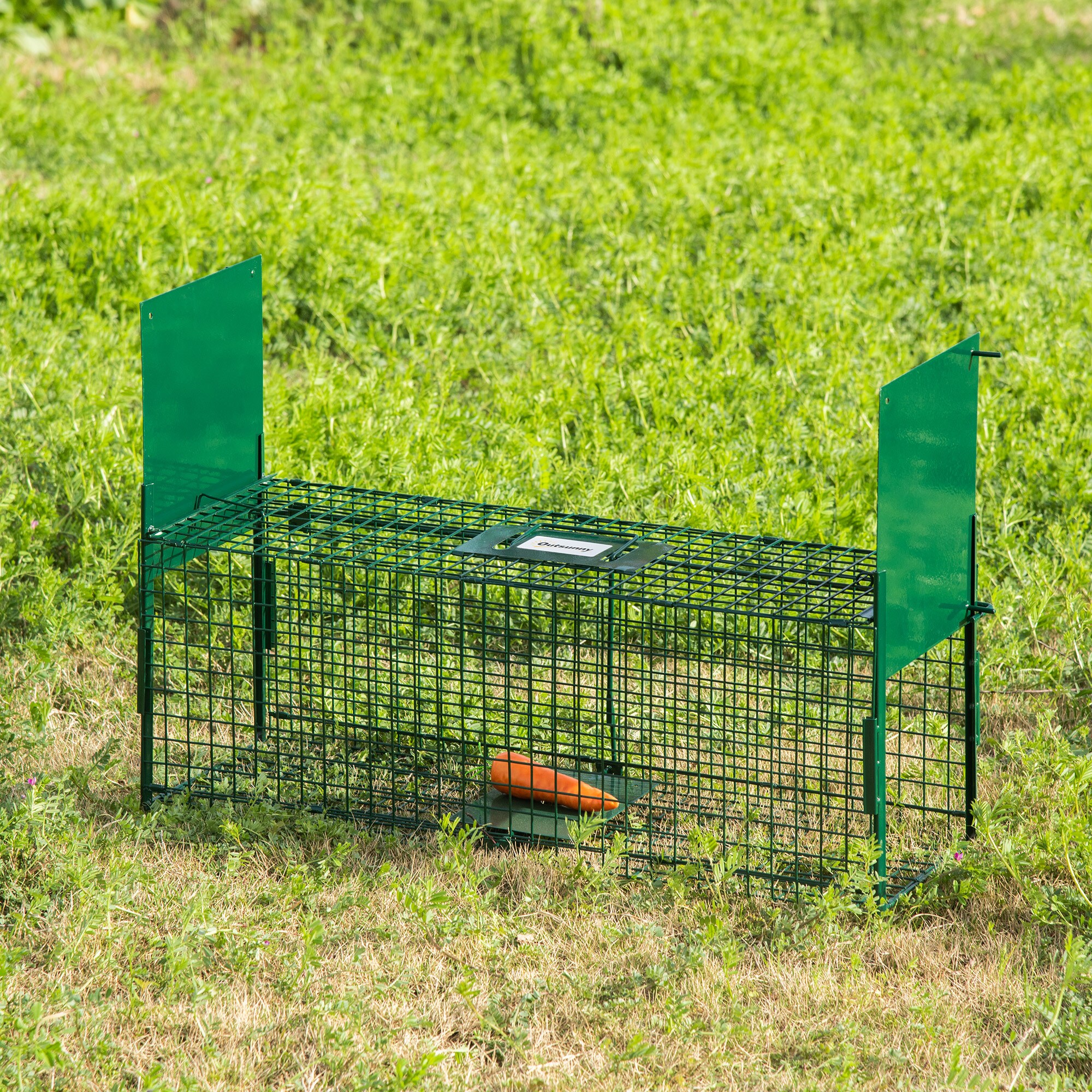 Outsunny Lebendfalle mit Doppeltüren grün 80L x 25B x 30H cm