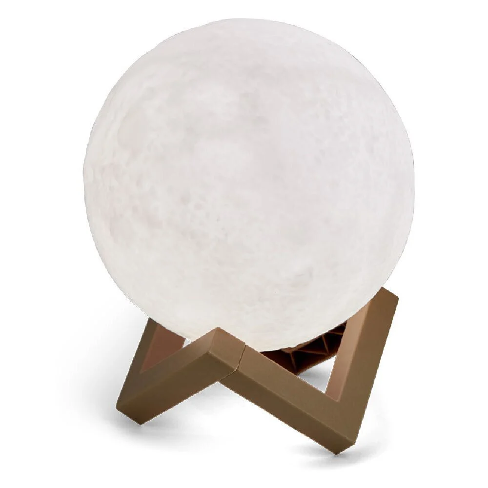 Lampe lune avec support en bois Ø15cm