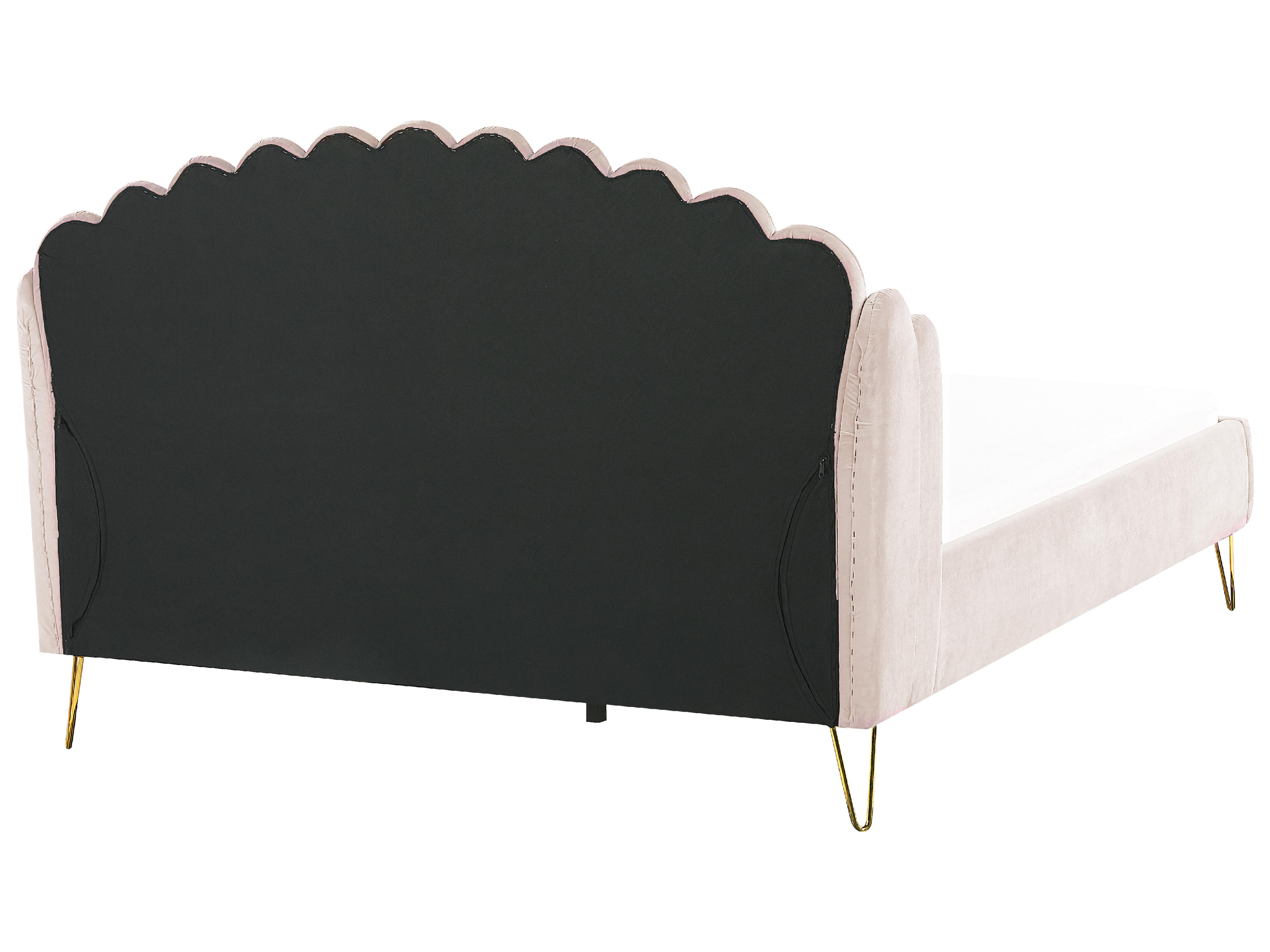 Bed Fluweel AMBILLOU 180 x 200 cm Lichtbeige