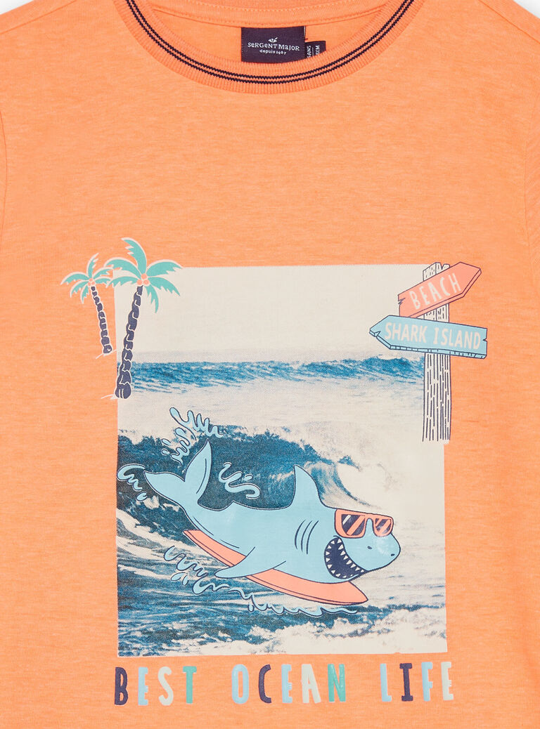 T-shirt orange fluo à manches courtes