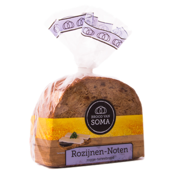 Brood van Soma Rozijnen Noten Bruin Rogge-Tarwebrood 400 g