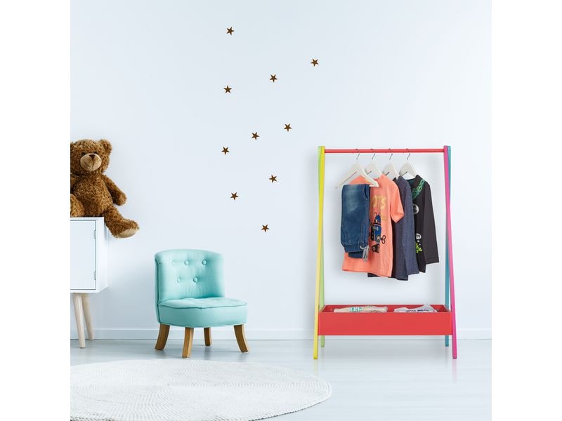 relaxdays Kleiderständer für Kinder 64.5 x 99 cm, Gelb/Grün Garderobenständer mit Kleiderstange und Ablagefach