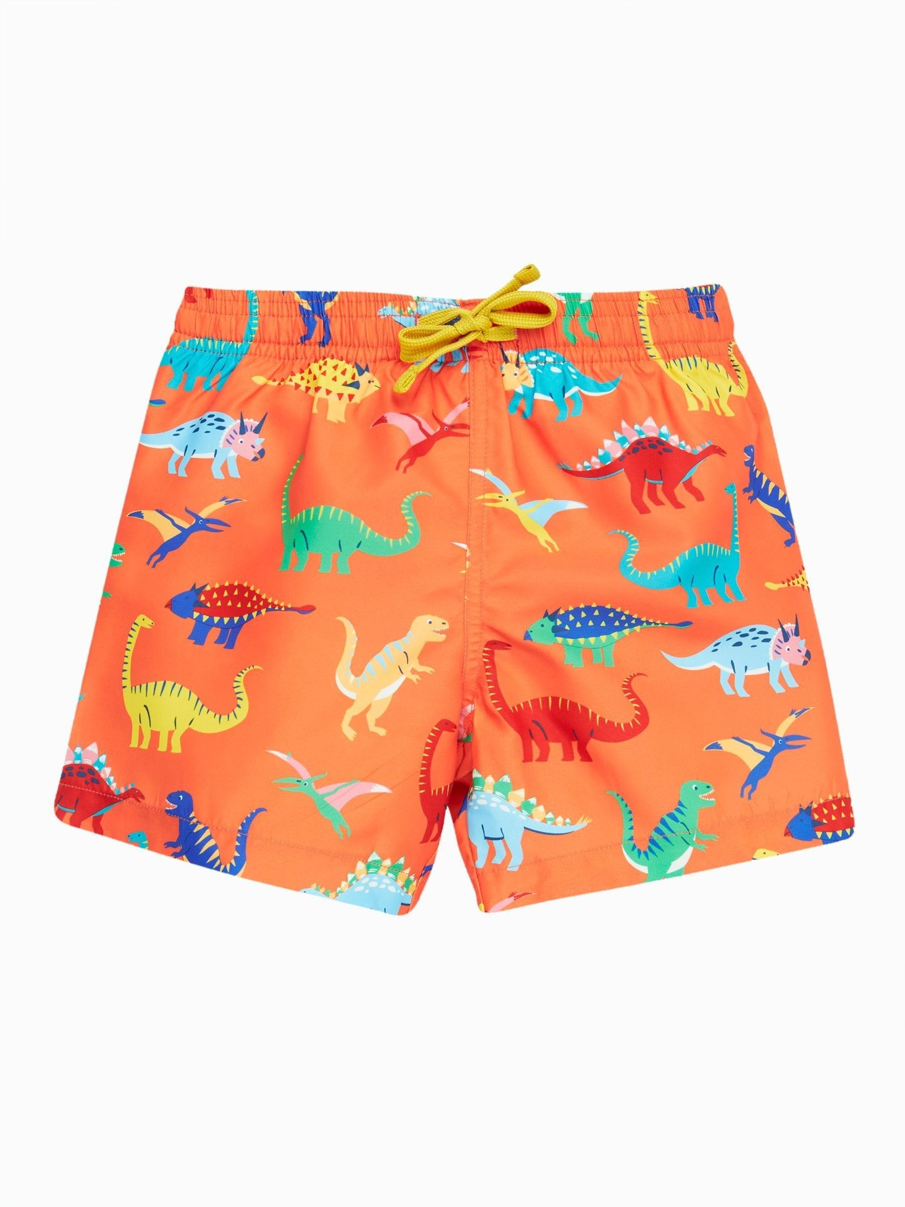 Frugi - Oranje boardshort met dinosaurusprint - Badkleding