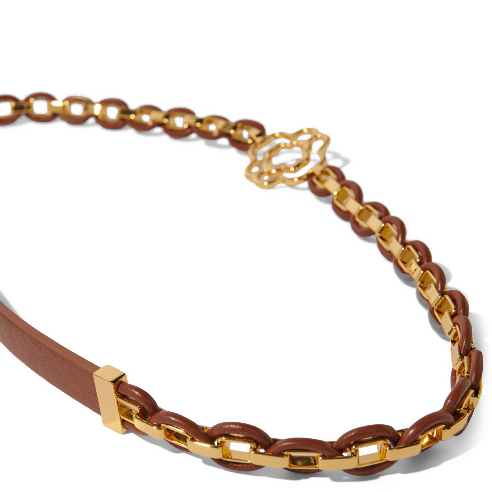 Ceinture avec chaine métallisée | Marron
