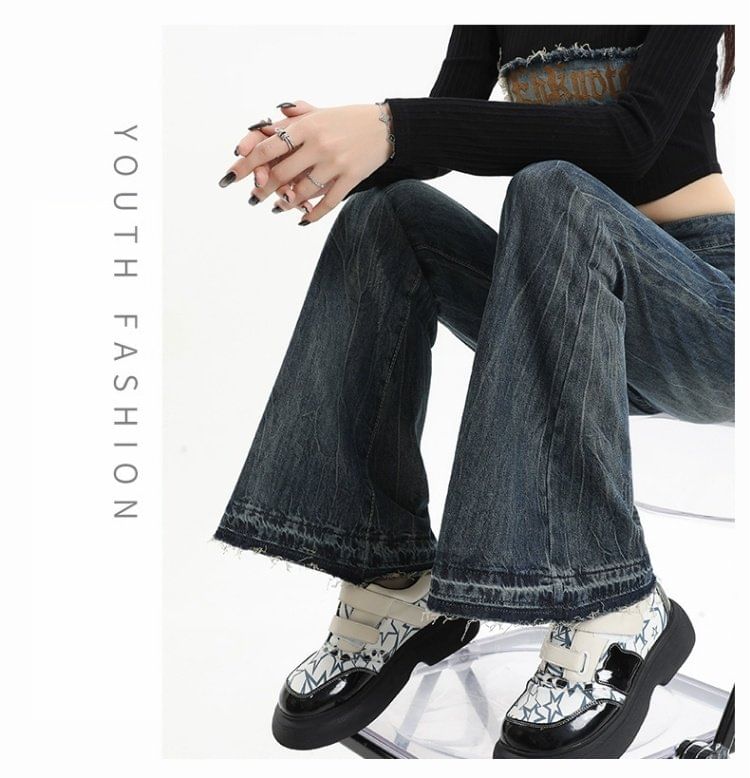 Ukiyo - High Waist Washed Flared Jeans