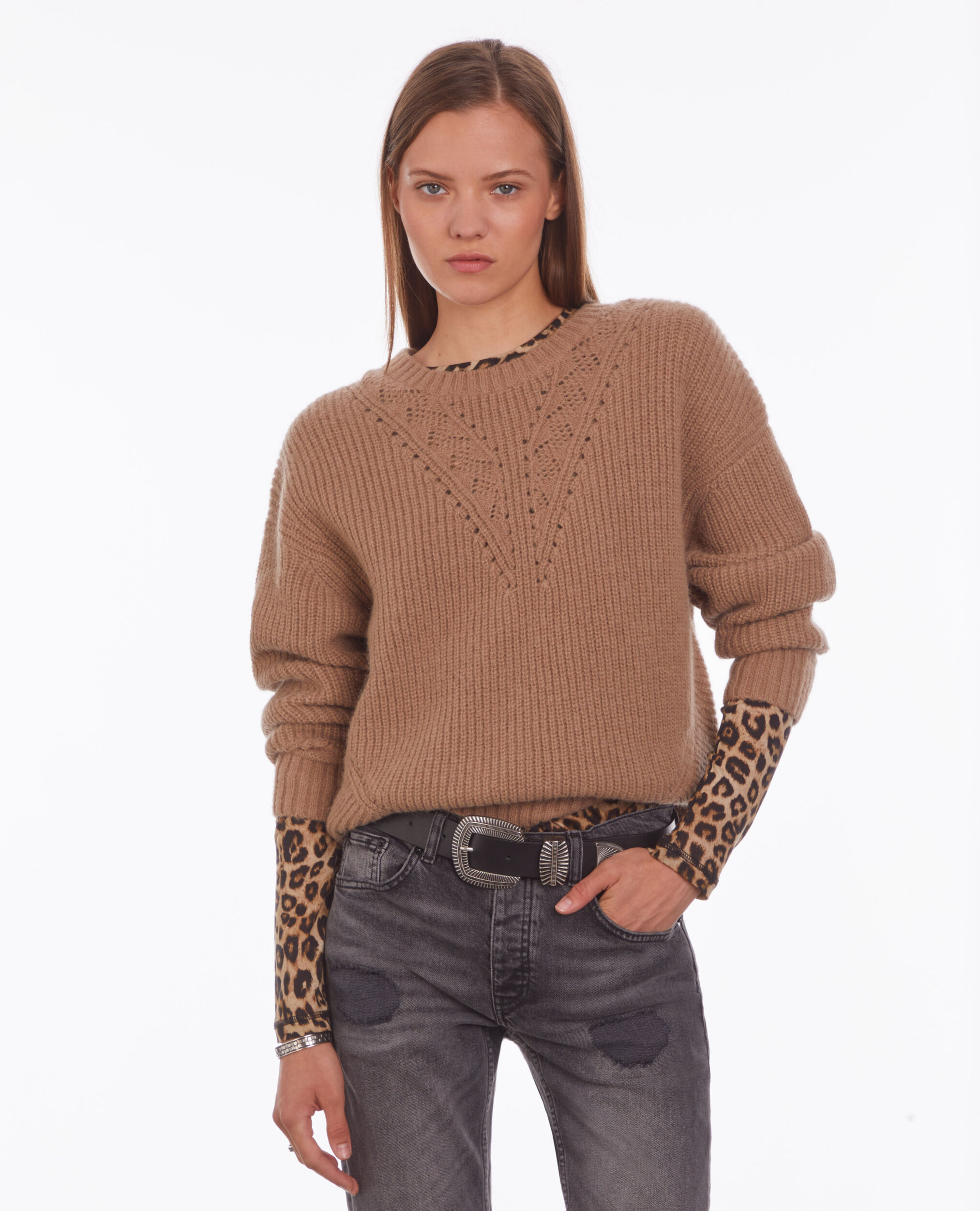 Ceinture en cuir noir avec boucle à stries