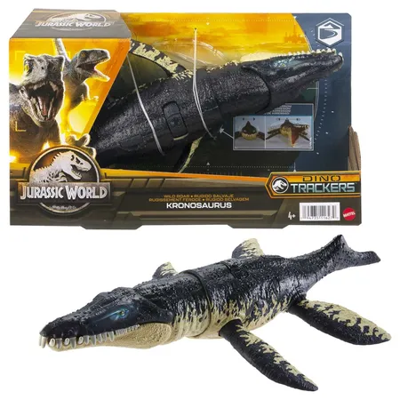 Mattel Jurassic World Wild Roar (Dino Trackers), Figur inkl. AR Track-Code, 1 Stück, 4-fach sortiert