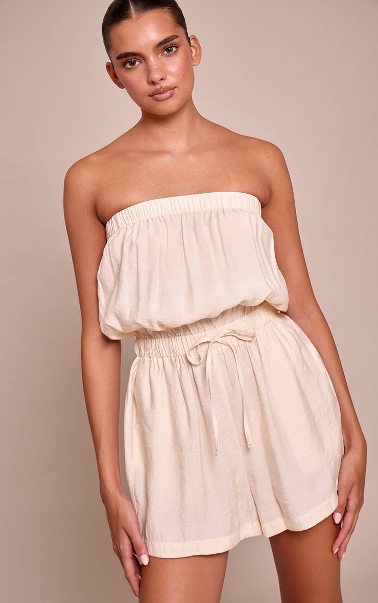 Crème Combi-short Bandeau Texturée Tissée