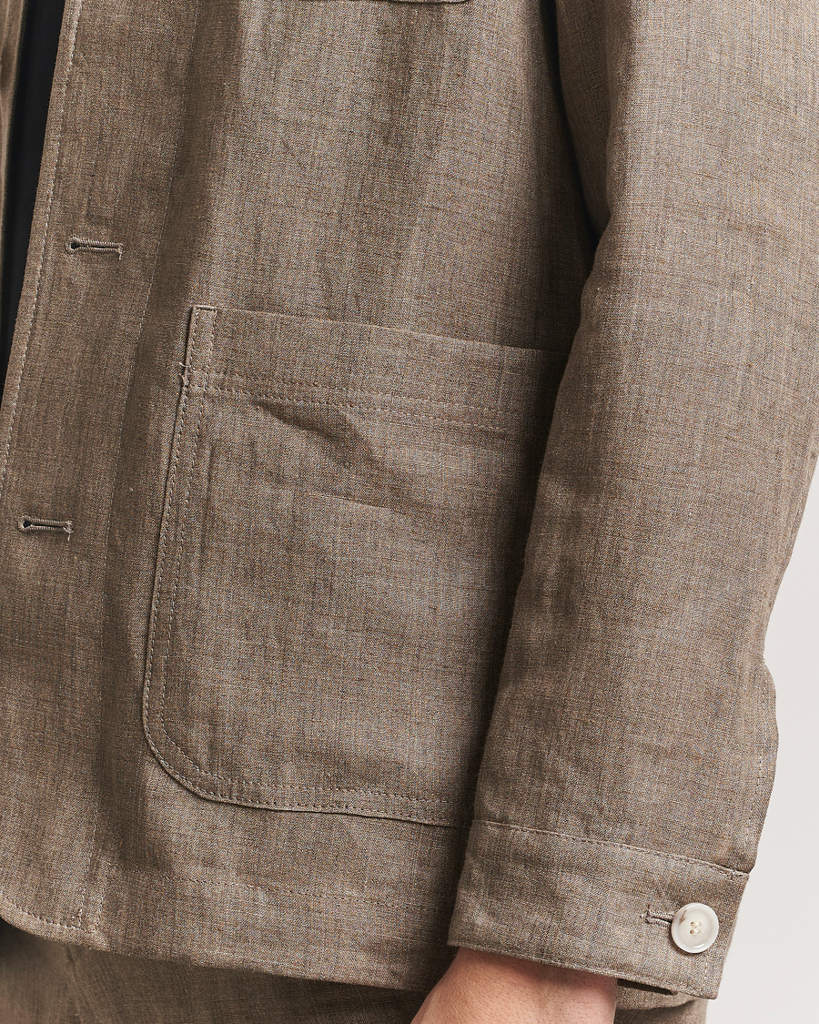 BOSS BLACK Carper Linen Shirt Jacket Dark Brown