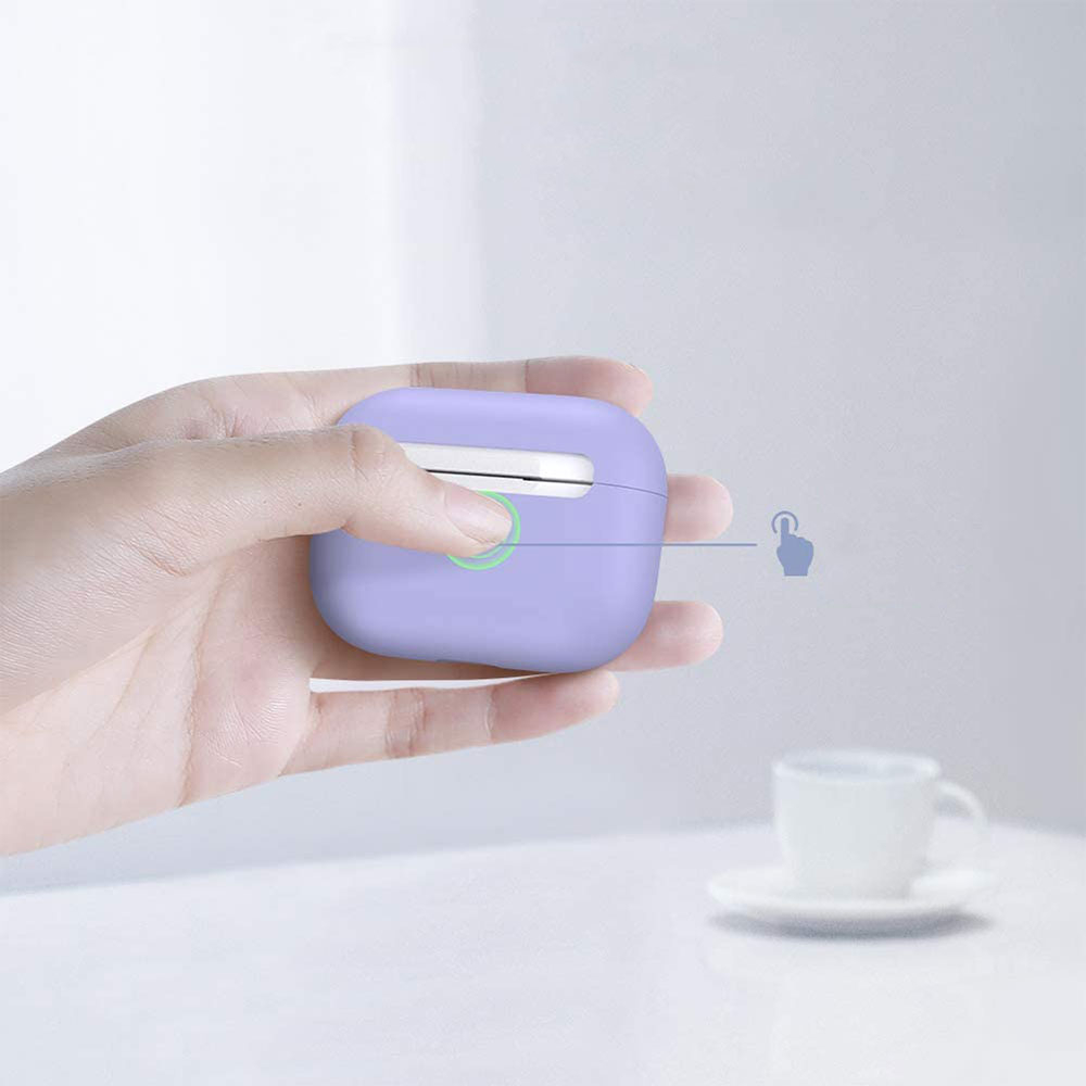 AirPods (1. & 2. Generation) Gummi Schutzhülle Abdeckung mit Karabinerhaken - Lila