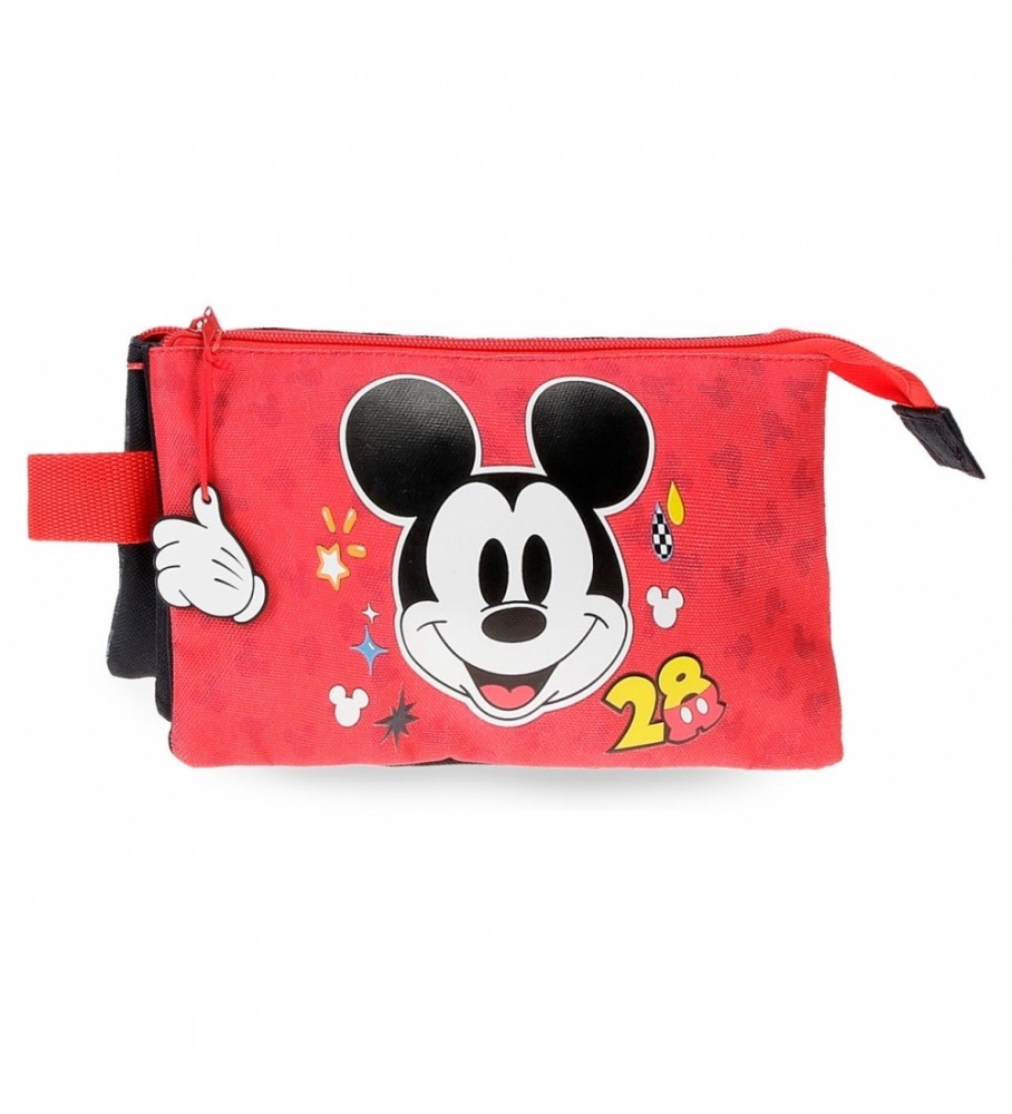 Estojo para lápis Joumma Bags Mickey Get Moving com três compartimentos, vermelho e azul - 22x12x5cm -