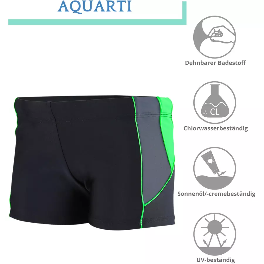 Aquarti Jungen Kurze Badehose mit Einsätzen Seitlich grün