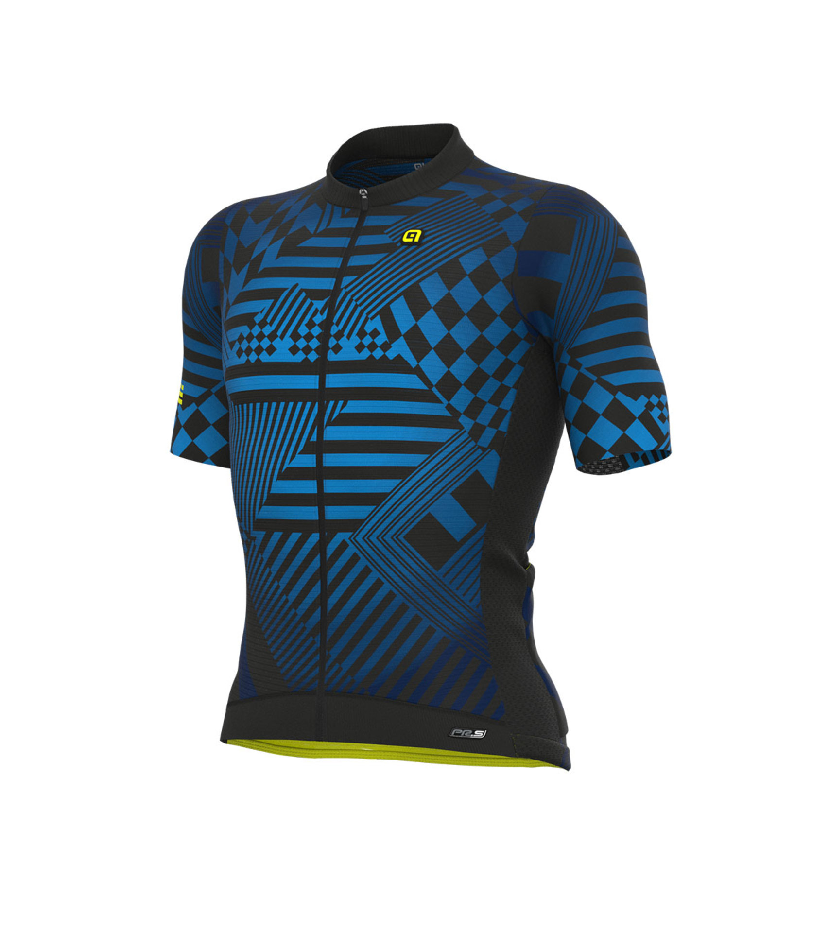 Ale PR-S Checker Fietsshirt Korte Mouwen Blauw Heren
