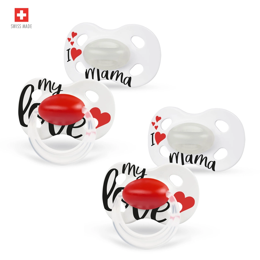 Medela Baby Schnuller Day & Night 6-18 Monate DUO Signature 4 Stück in weiß, rot