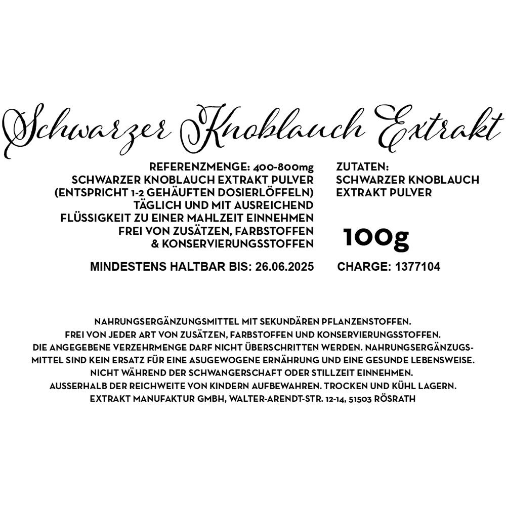 Extrakt Manufaktur Schwarzer Knoblauch Extrakt Pulver