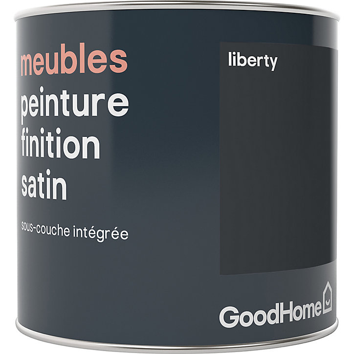 Peinture de rénovation meubles GoodHome noir Liberty satin 0,5L