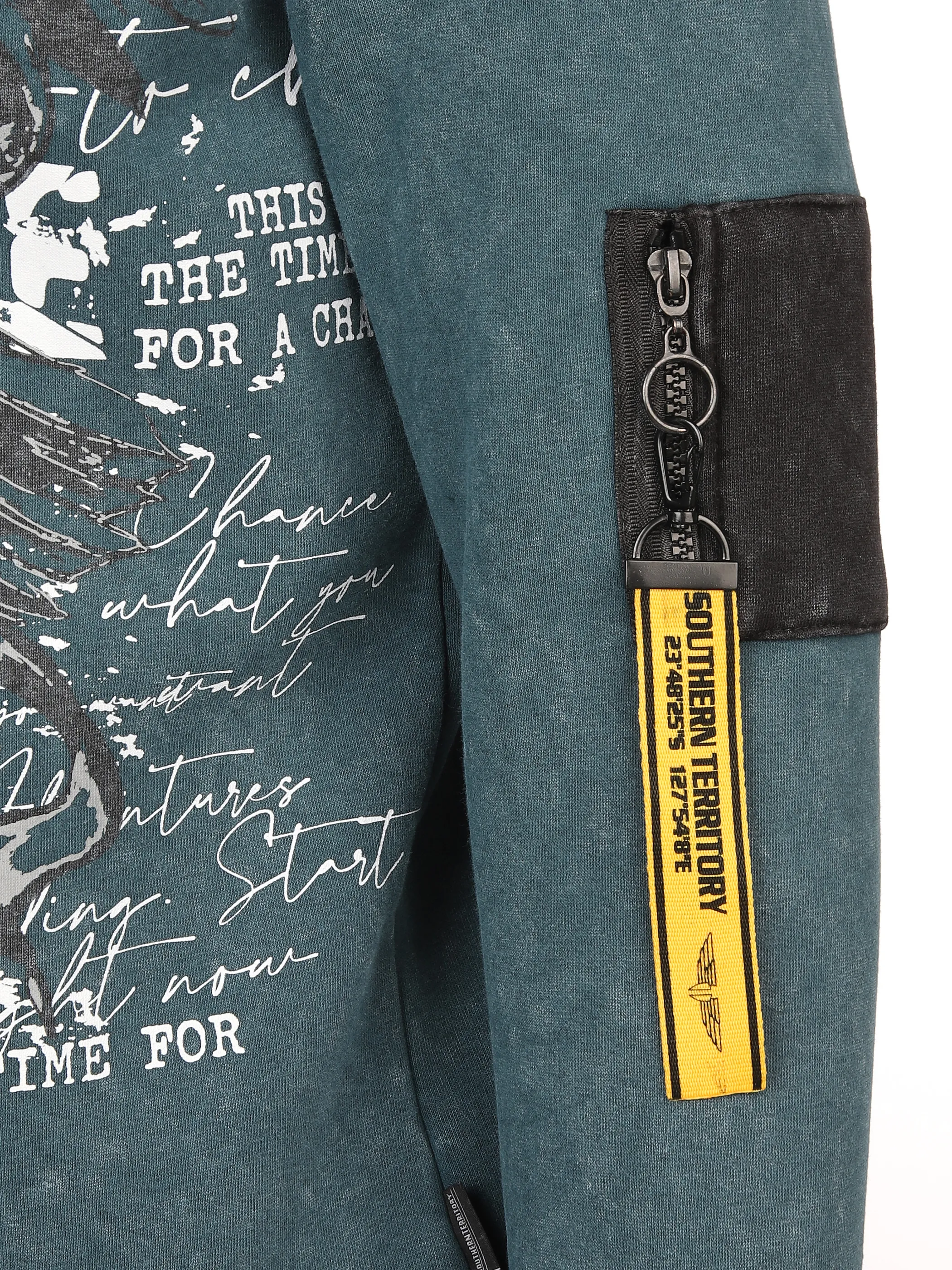 Herren Kapuzensweatshirt mit Print und Schrift
