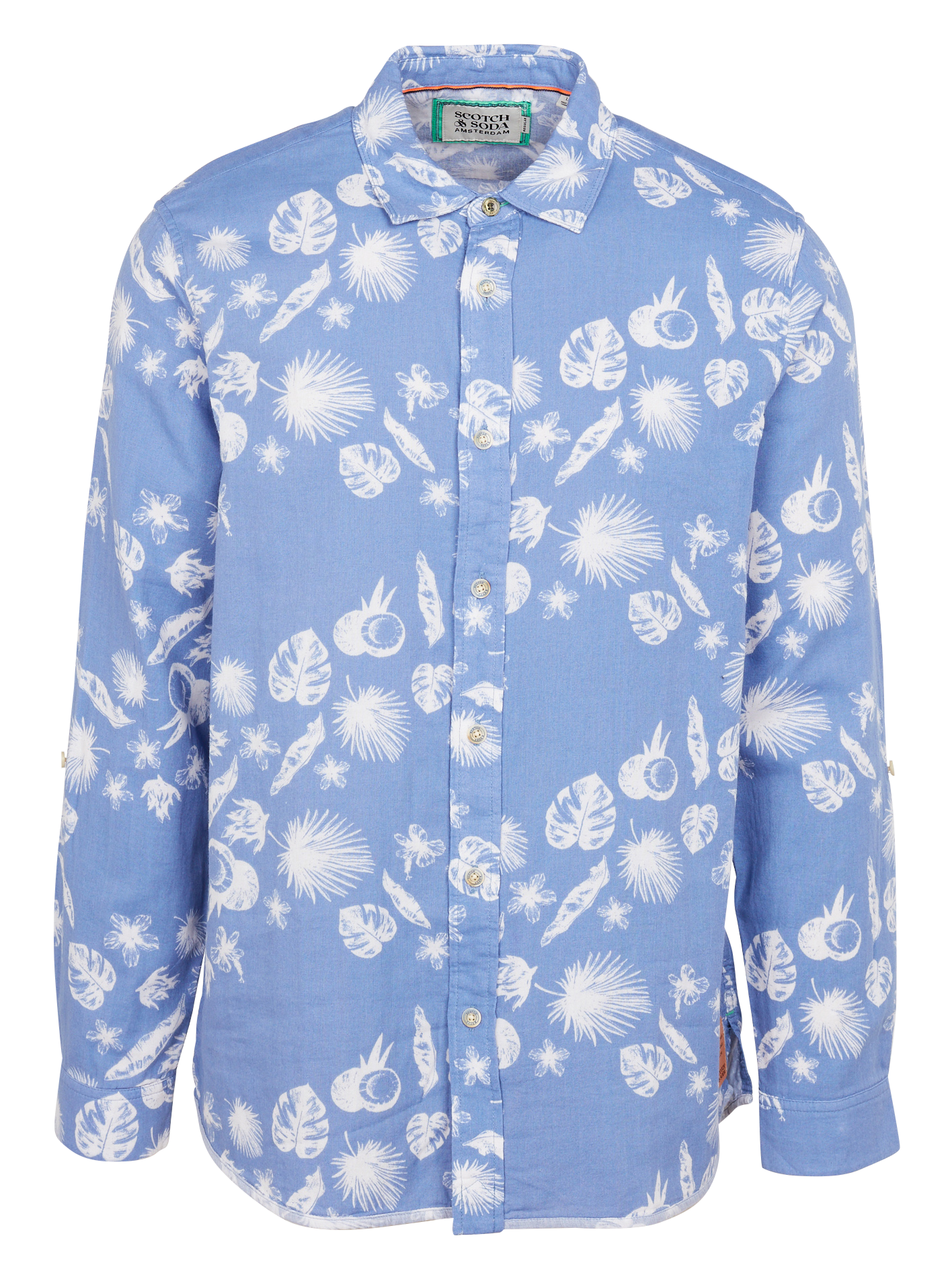 Chemise col classique imprimée en coton | Blanc