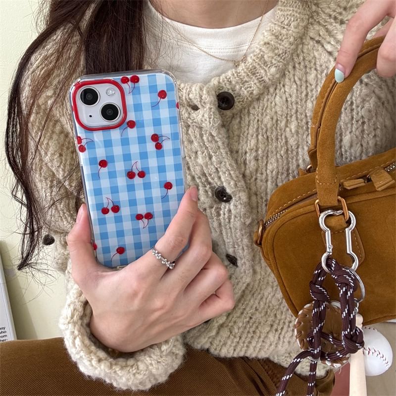 Elliure - Cherry Plaid telefoonhoesje / bandje / set - iPhone 16 Pro Max / 16 Pro / 16 Plus / 16 / 15 Pro Max / 15 Pro / 15 Plus / 15 / 14 Pro Max / 14 Pro / 14 Plus / 14 / 13 Pro Max / 13 Pro / 13 / 13 Mini