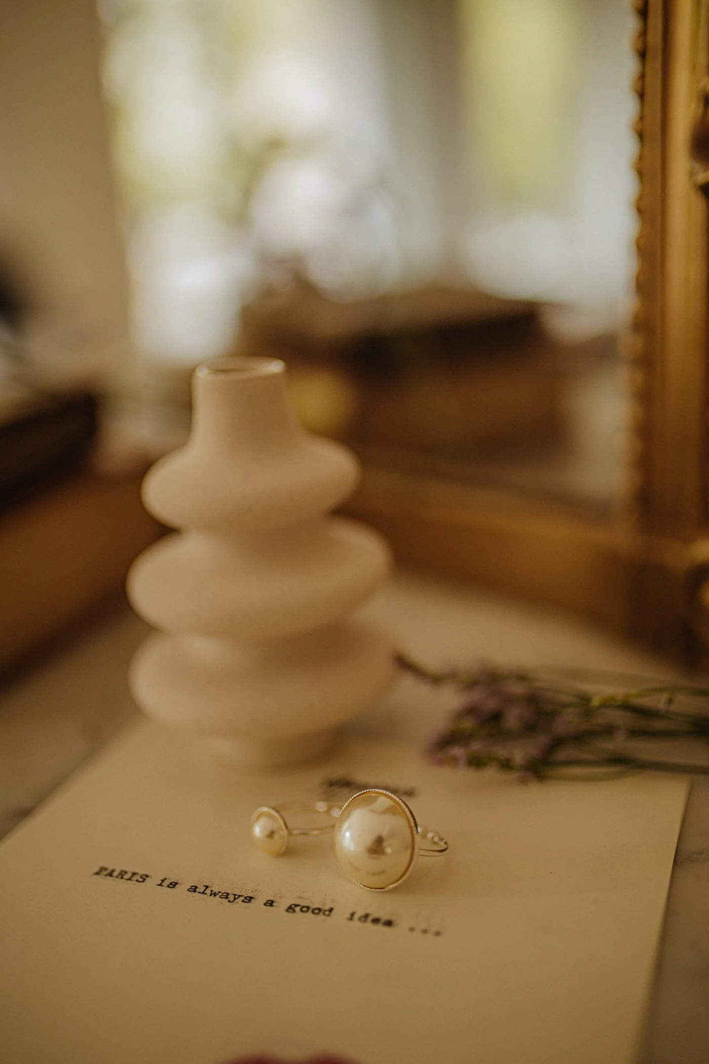 NÉLYA - Maxi bague perle doré à l'or fin | Argent