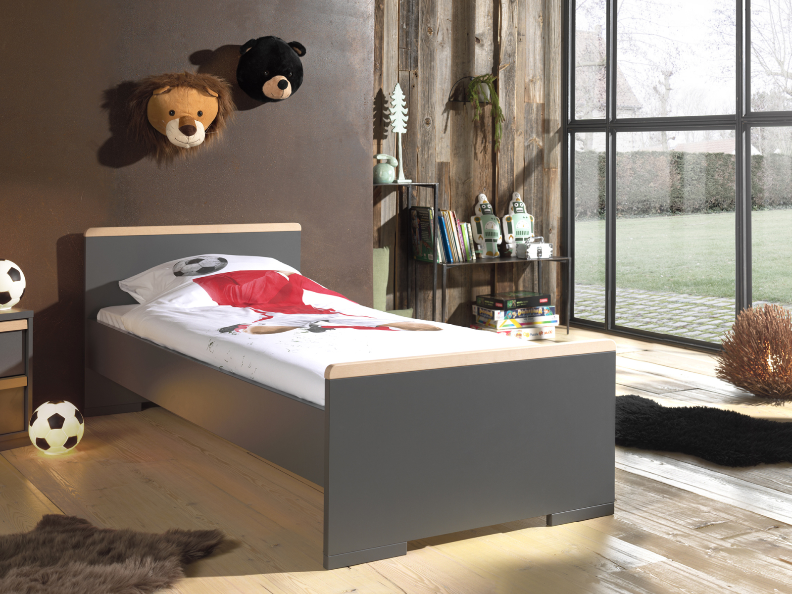 Einzelbett LONDON - anthrazit - 90x200 cm