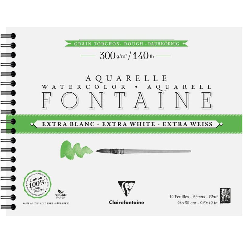 Fontaine Extra Blanc Grain Torchon album spiralé 12F 24x30cm 300g