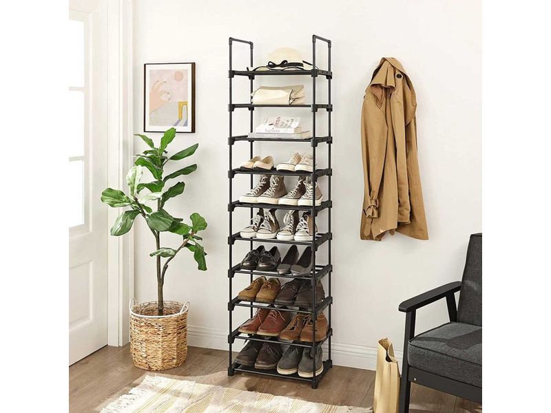 Songmics Schuhregal 30 cm x 174 cm, Schwarz Standregal